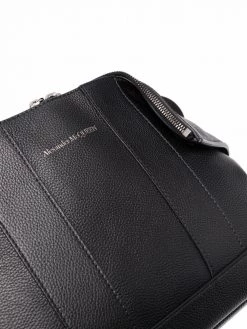 Alexander McQueen engraved-logo leather shoulder bag