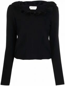 Alexander McQueen ruffled long-sleeve jumper