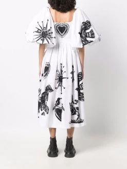 Alexander McQueen papercut-print puff-sleeve dress