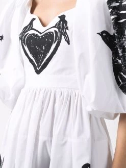 Alexander McQueen papercut-print puff-sleeve dress