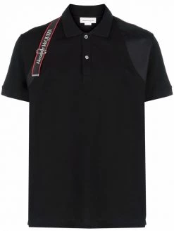 Alexander McQueen logo-strap polo shirt