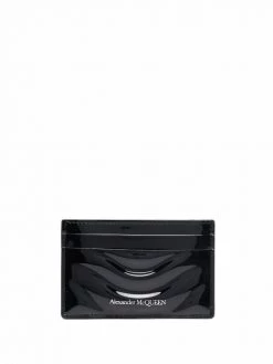 Alexander McQueen high-shine engraved-logo cardholder