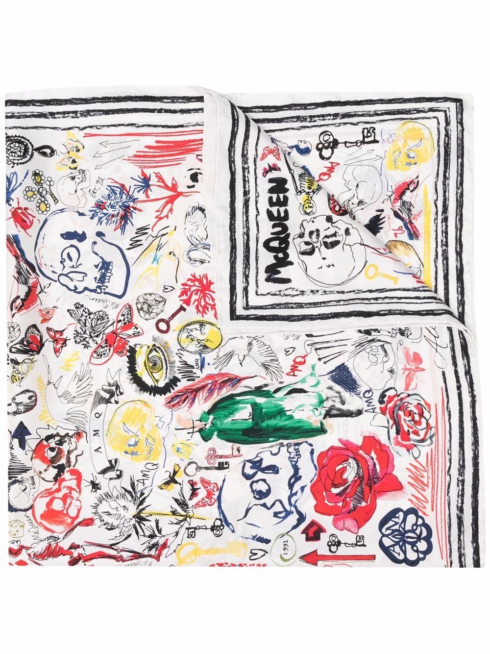 Outlet ๐ Alexander McQueen Doodle print silk scarf ๐คฉ 1 Alexander McQueen doodle-print silk scarf
