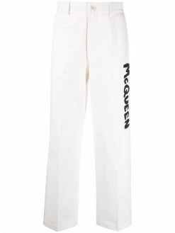 Alexander McQueen logo straight leg trousers