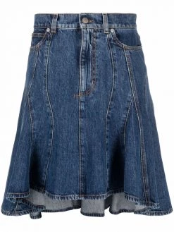 Alexander McQueen asymmetric denim skirt