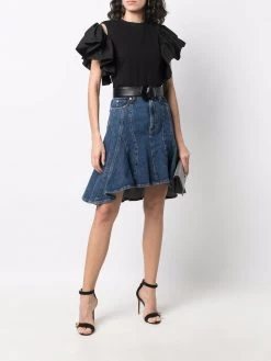 Alexander McQueen asymmetric denim skirt