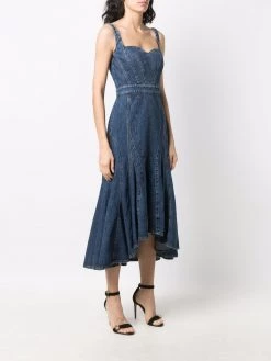 Alexander McQueen corset-style fluted denim dress