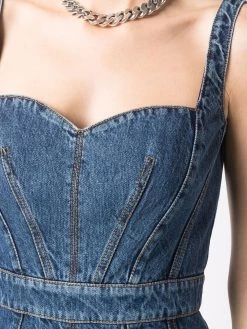 Alexander McQueen corset-style fluted denim dress