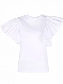 Alexander McQueen asymmetric ruffle-sleeves T-shirt