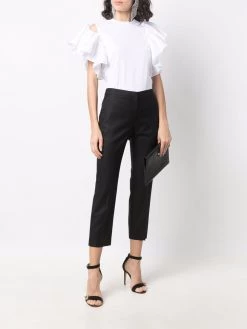 Alexander McQueen asymmetric ruffle-sleeves T-shirt