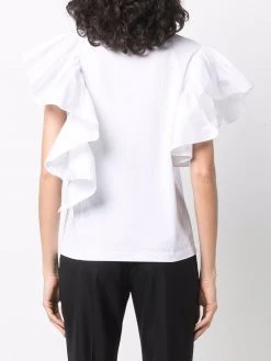 Alexander McQueen asymmetric ruffle-sleeves T-shirt