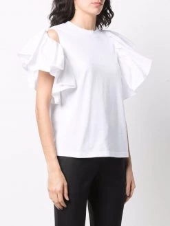 Alexander McQueen asymmetric ruffle-sleeves T-shirt