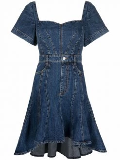 Alexander McQueen high-low hem denim dress