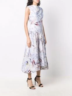 Alexander McQueen marbled flared midi dress