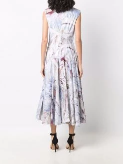Alexander McQueen marbled flared midi dress