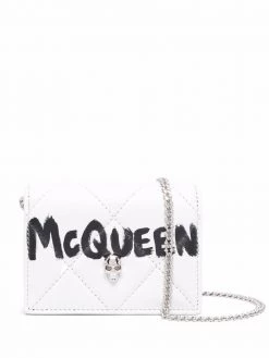 Alexander McQueen logo-print quilted shoulder bag