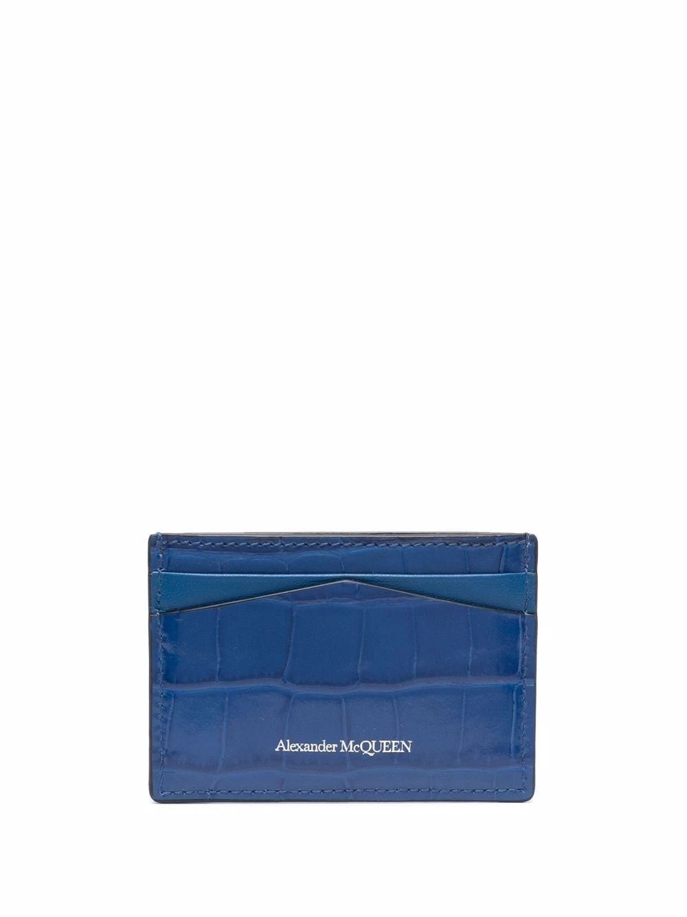 Best Sale 👍 Alexander McQueen Crocodile embossed logo leather cardholder 👏 2 Alexander McQueen crocodile-embossed logo leather cardholder
