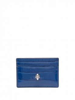 Alexander McQueen crocodile-embossed logo leather cardholder