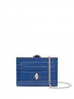 Alexander McQueen crocodile-embossed chain-detail leather cardholder