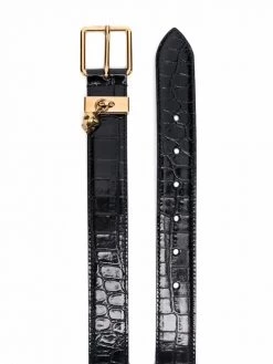 Alexander McQueen crocodile-effect leather belt