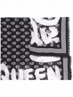 Alexander McQueen logo-print skull scarf