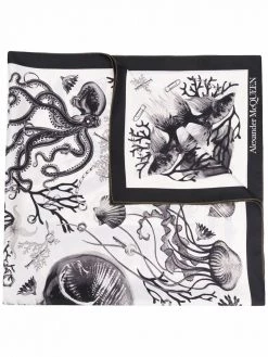 Alexander McQueen sea life-print silk scarf