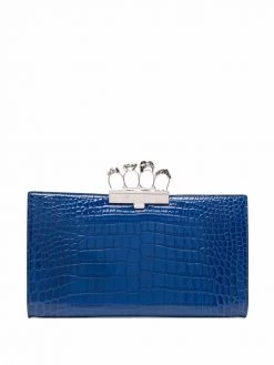 Alexander McQueen crocodile-embossed leather clutch bag