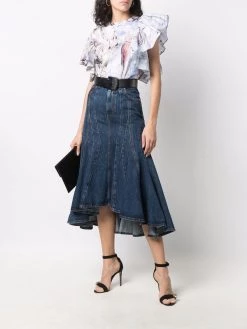 Alexander McQueen fluted denim skirt