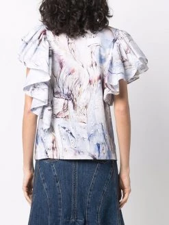 Alexander McQueen printed ruffle blouse