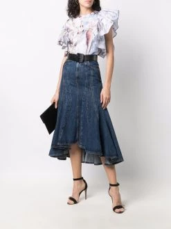 Alexander McQueen printed ruffle blouse