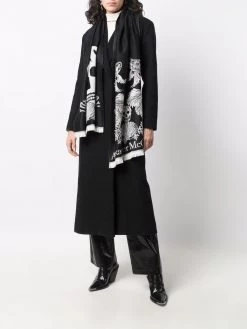 Alexander McQueen logo-jacquard wool scarf