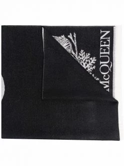 Alexander McQueen logo-jacquard wool scarf