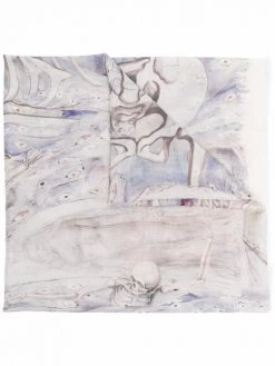 Alexander McQueen marbled-skull print wool scarf