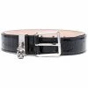 Alexander McQueen Skull-charm crocodile-embossed belt