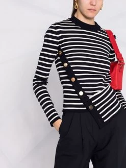Alexander McQueen asymmetric striped knitted top